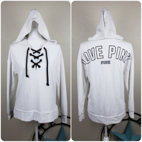 PINK Victoria's Secret Tops - Victoria's Secret Pink Lace-Up Hoodie